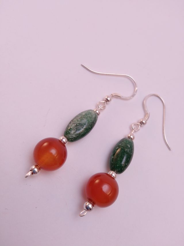 PENDIENTES DE AVENTURINA Y CORNALINA