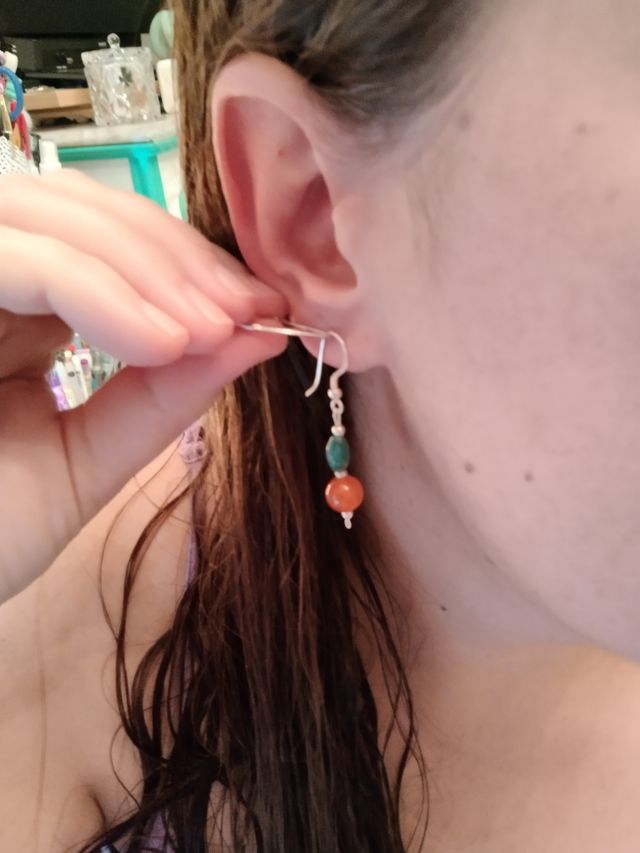 PENDIENTES DE AVENTURINA Y CORNALINA