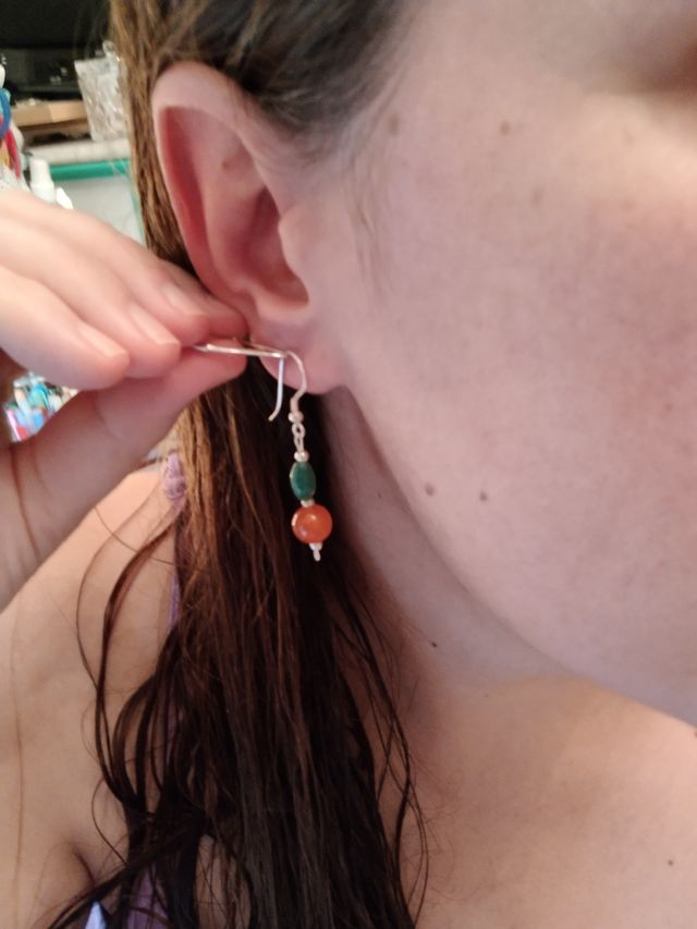 PENDIENTES DE AVENTURINA Y CORNALINA