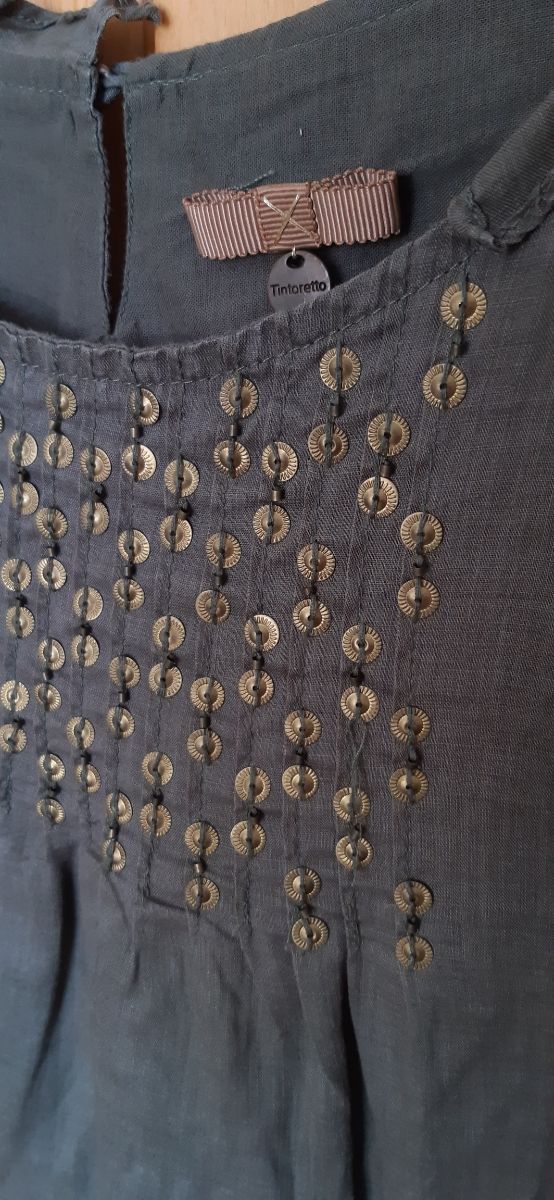 Vestido t.42 verde 100% ramio de Tintoretto 