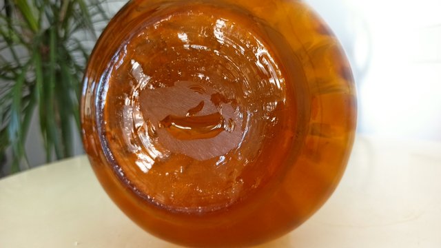 Antiguo jarrón cristal florero vintage ámbar