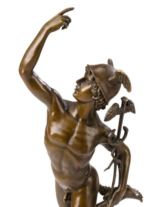 Escultura dios Mercurio bronce.