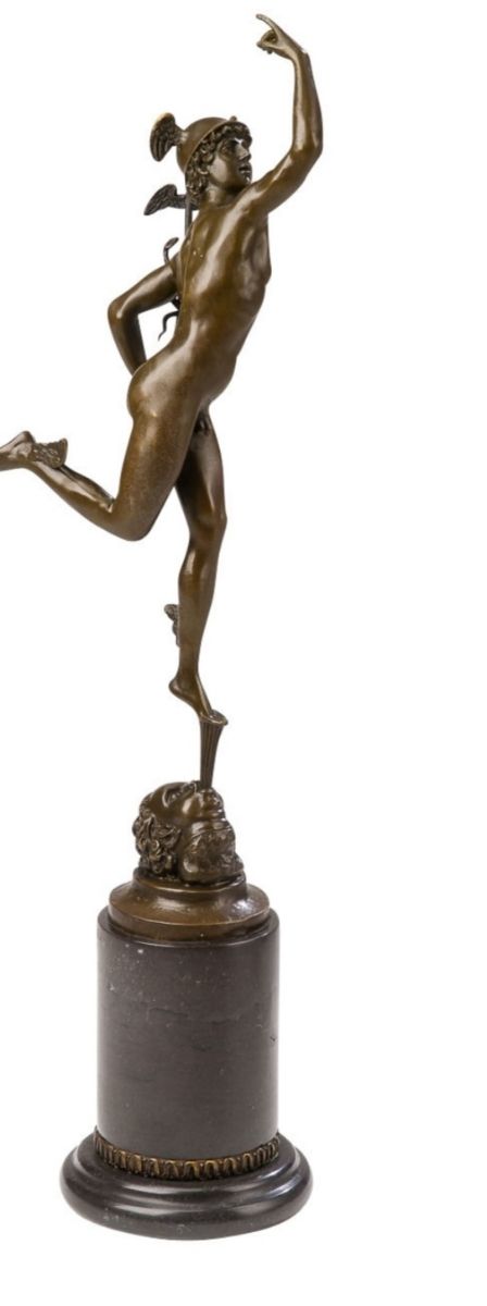 Escultura dios Mercurio bronce.