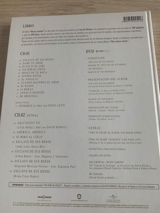Libro de David Bisbal Sin Mirar Atrás