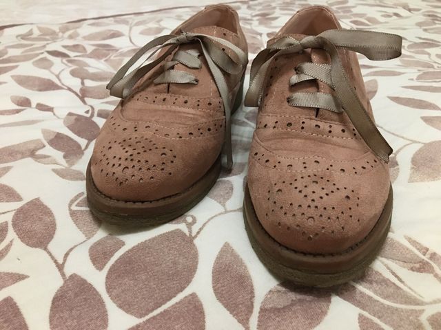 Mocasines con cordon en rosa, talla 37