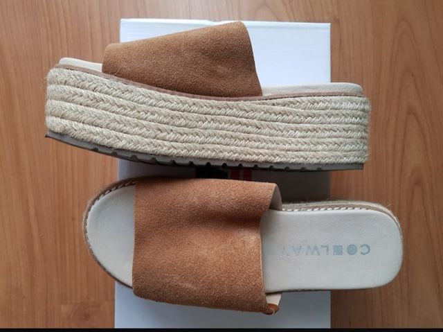 zuecos de piel con plataforma numero 38