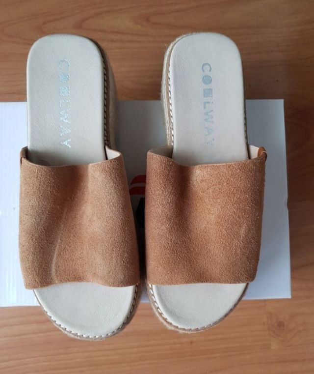 zuecos de piel con plataforma numero 38