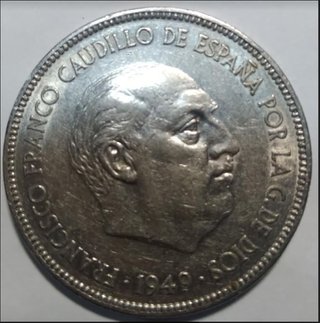 5 PESETAS DE FRANCO 1949 ESTRELLA 49 MUY RARA