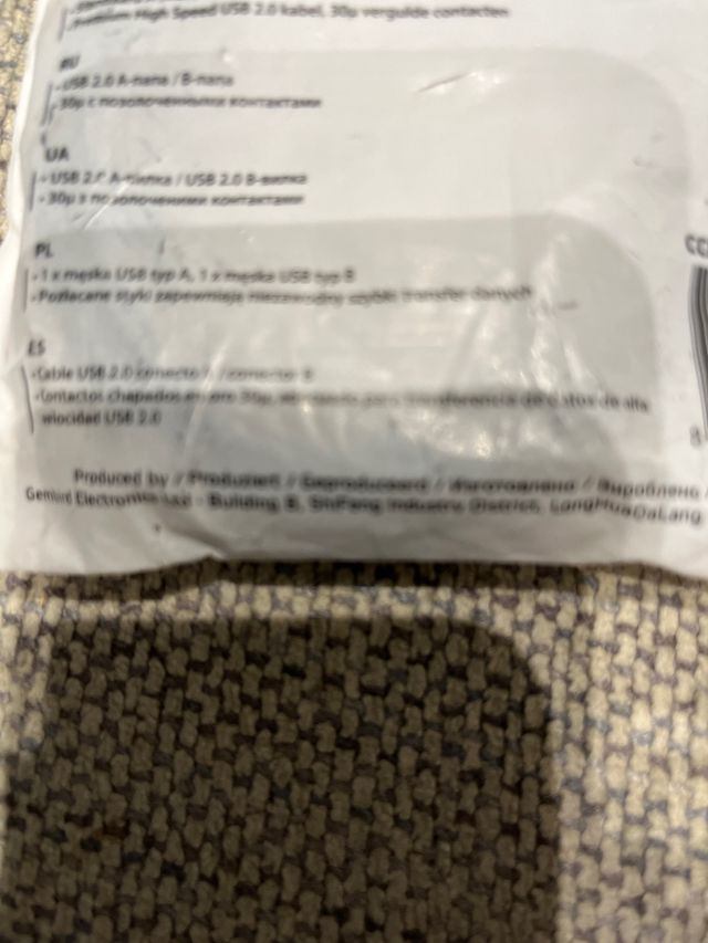 Cavo USB 2.0 connettore A/connettore B