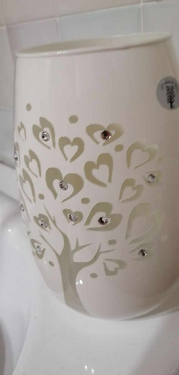 vaso vetro bianco h 18cm con strass