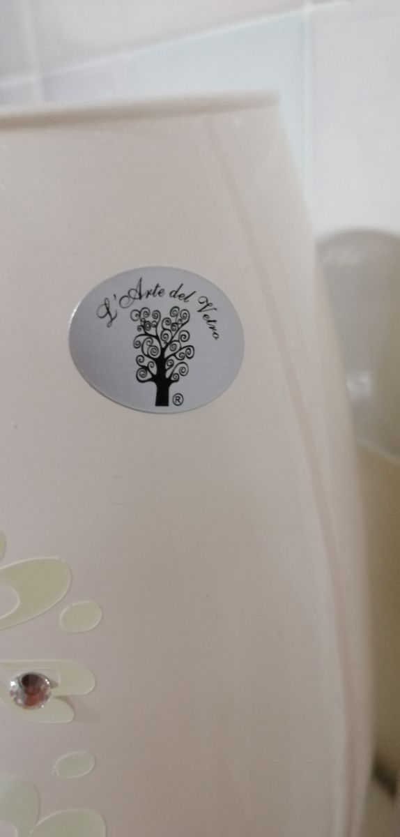 vaso vetro bianco h 18cm con strass