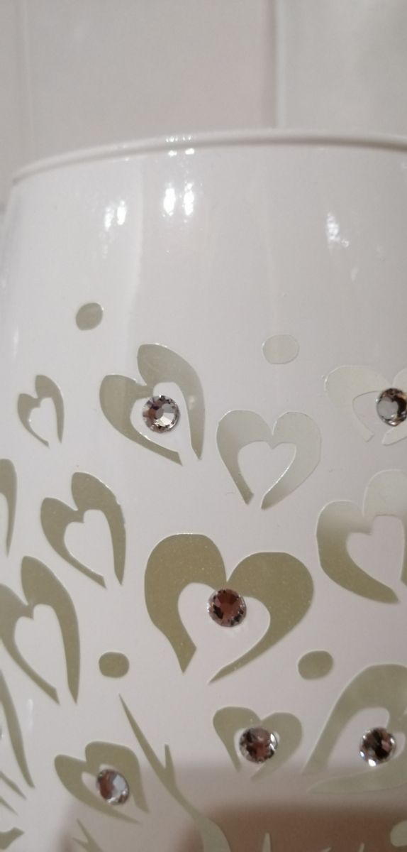 vaso vetro bianco h 18cm con strass