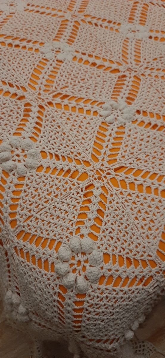 colcha de crochet hecha a mano para cama de 150