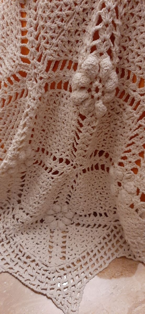 colcha de crochet hecha a mano para cama de 150