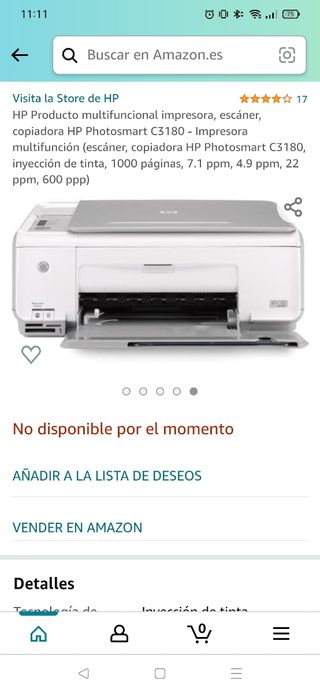Impresora multifunción HP Photosmart C3180 de segunda mano por 10 EUR en  Móstoles en WALLAPOP