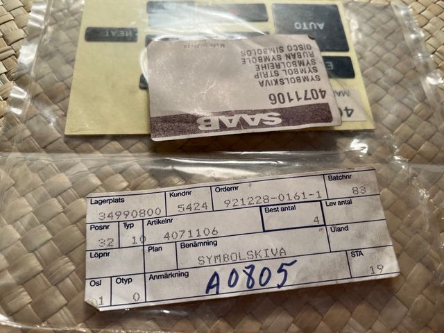 SAAB. Repuesto original botones climatización