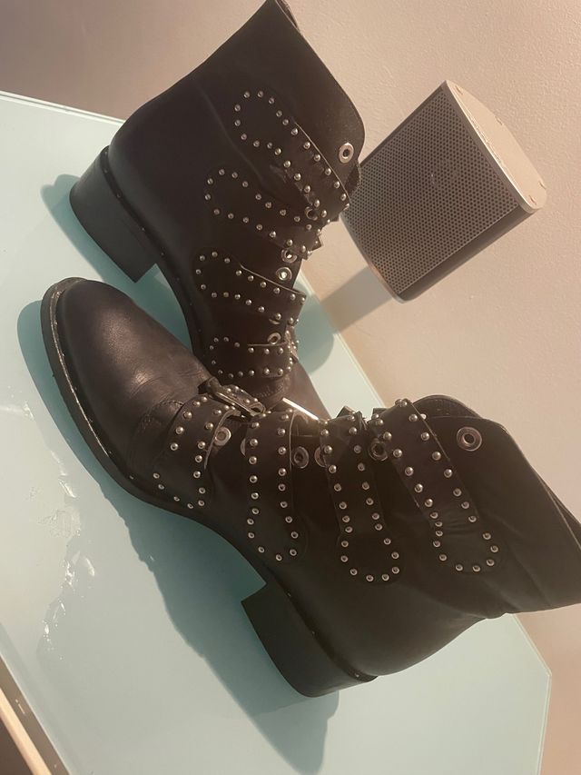 Botines botas negras 100%cuero