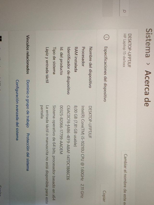 HP 15.6 i5 10210u, 8GB, SSD 512 GB, Windows 11