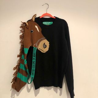 Jersey lana Benetton negro y verde 