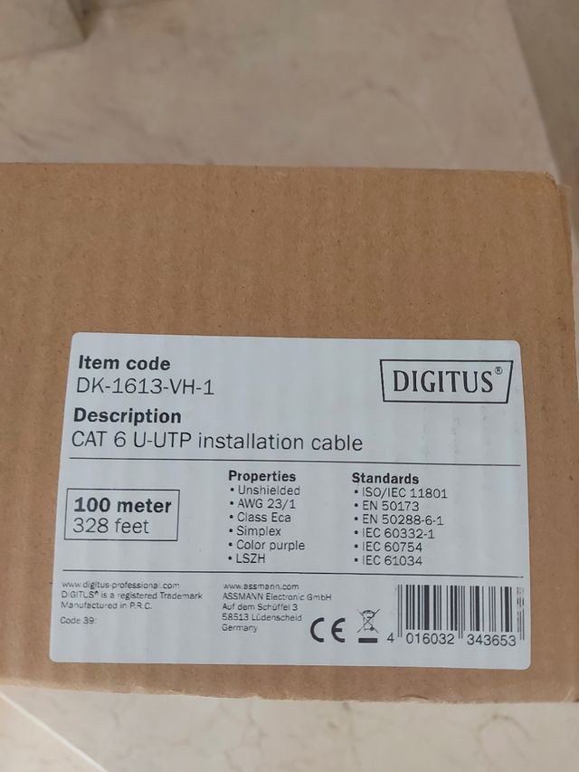 cable bobina 100m cable cat.6 UTP DIGITUS dk1613 6