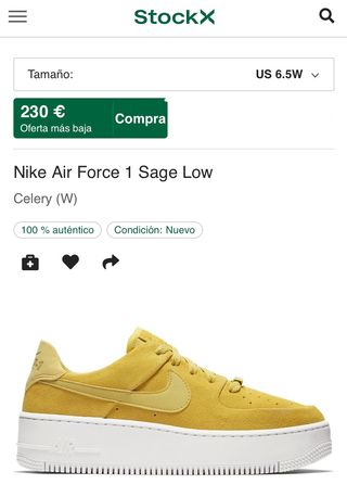 Nike Air Force 1 Sage low Celery 37,5 de segunda mano por 59 EUR en  Vila-Seca en WALLAPOP