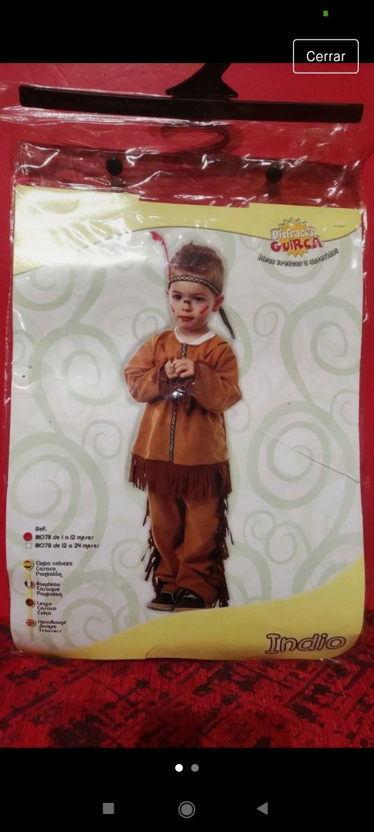 disfraz Indio infantil  9/12 meses