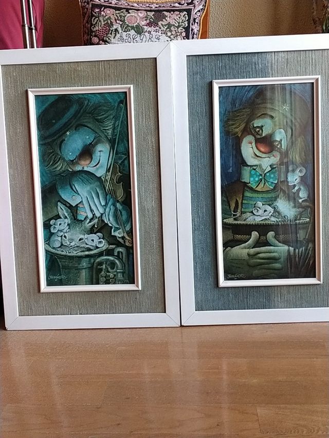 Juan Ferrándiz, dos cuadros láminas de payasos