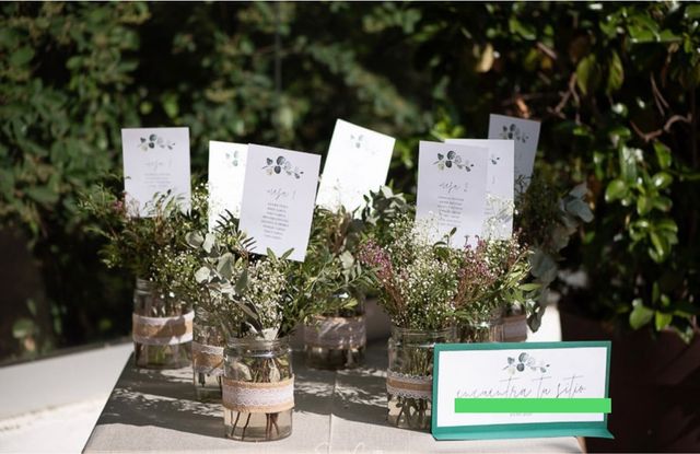 7 botes decorados con cinta rústica boda o bautizo