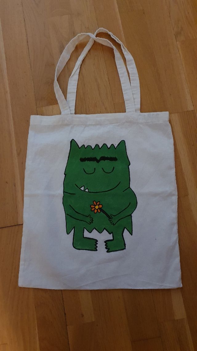 Bolsa mochila monstruo de colores hecha a mano