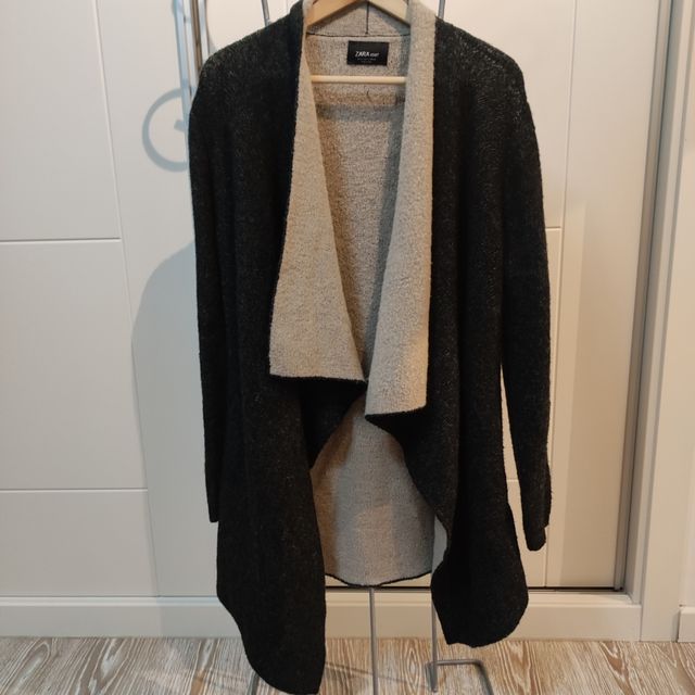 Chaqueta Cardigan lana punto marrón grisaceo