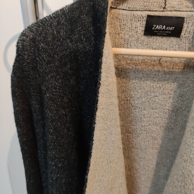 Chaqueta Cardigan lana punto marrón grisaceo