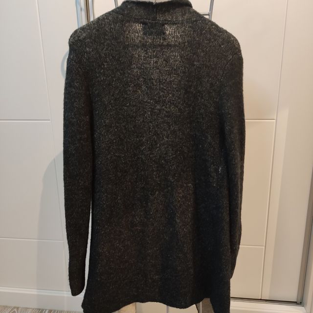 Chaqueta Cardigan lana punto marrón grisaceo