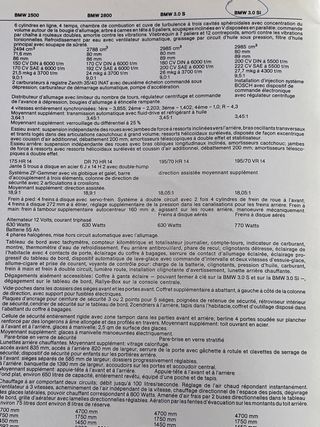 BMW E3  3.0S / 3.0SI .Gran Catálogo 1972 (Francés)