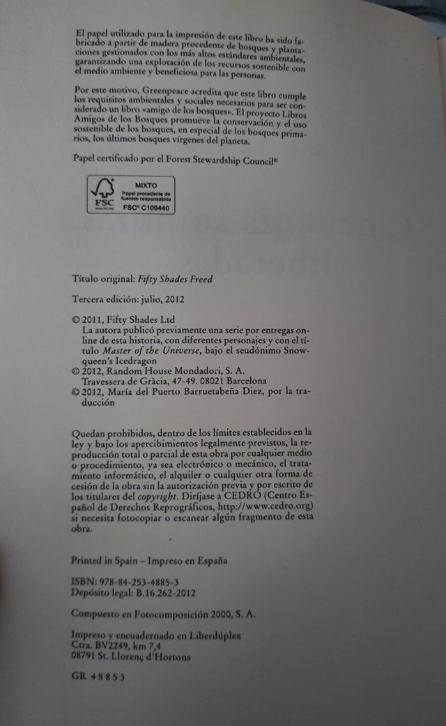 Trilogía Cincuenta sombras de Grey libros