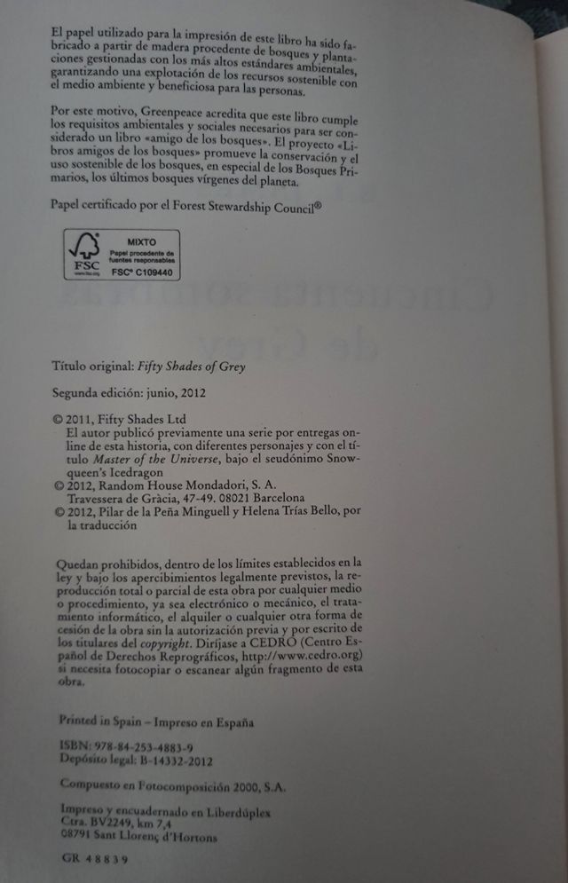 Trilogía Cincuenta sombras de Grey libros