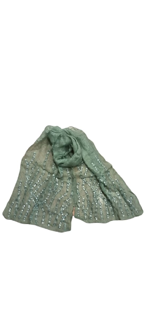 Pañuelo de lino color menta con lentejuelas