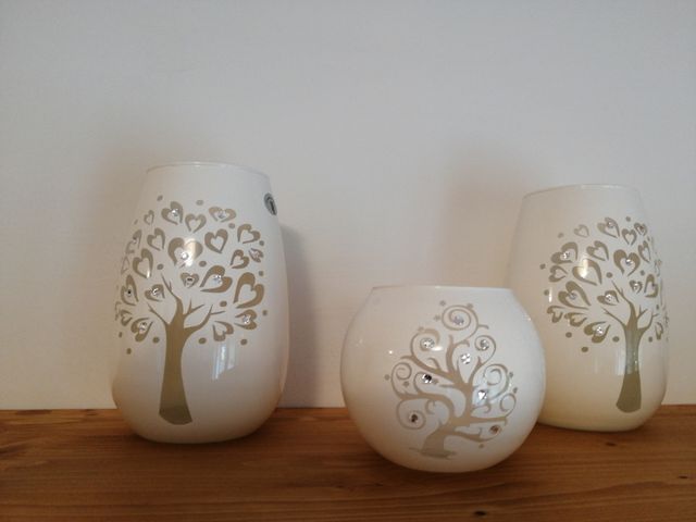 set 3 vasi o portacandele vetro bianco