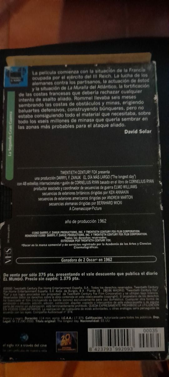 EL DÍA MÁS LARGO VHS ORIGINAL 