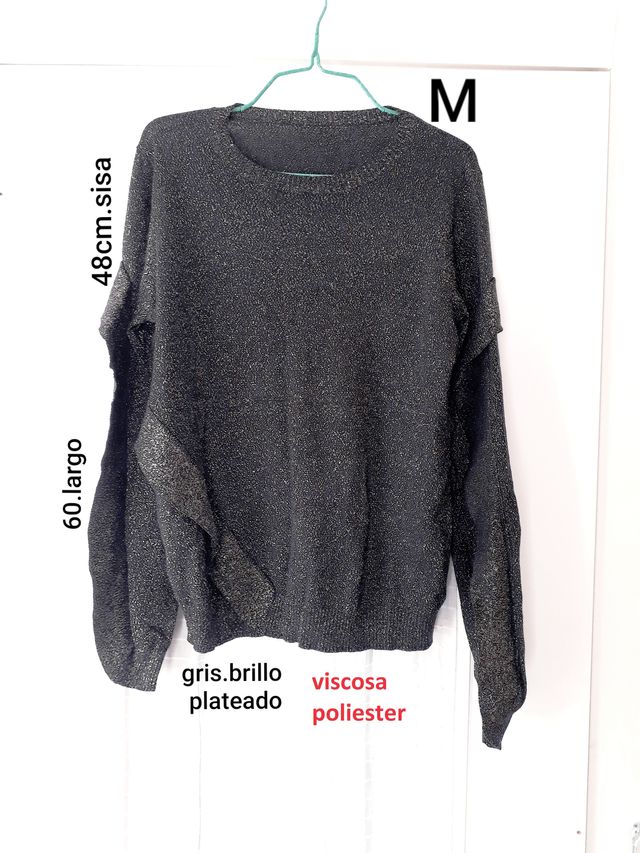 Mujer Cardigan Jersey de punto brillos M-L