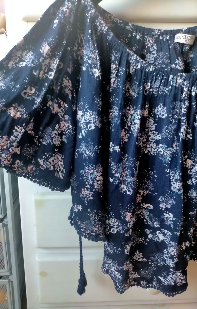 Blusa azul escote barco