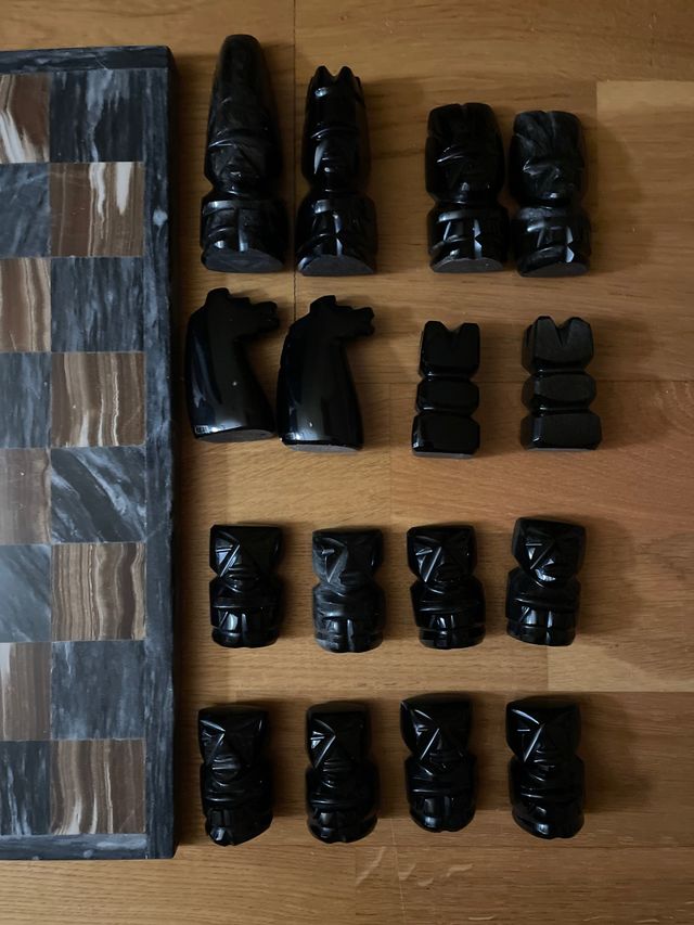 Juego ajedrez ónix y obsidiana