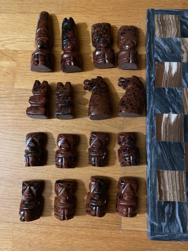 Juego ajedrez ónix y obsidiana