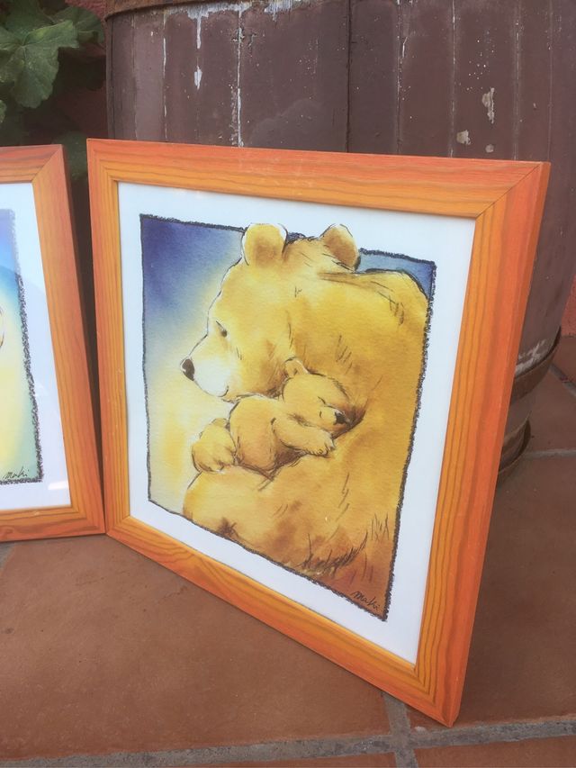 Dos cuadros infantiles de oso