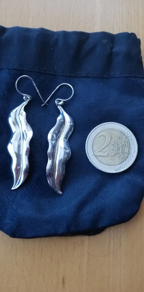 Pendientes plata hojas