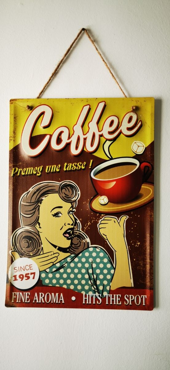 placa de metal coffee