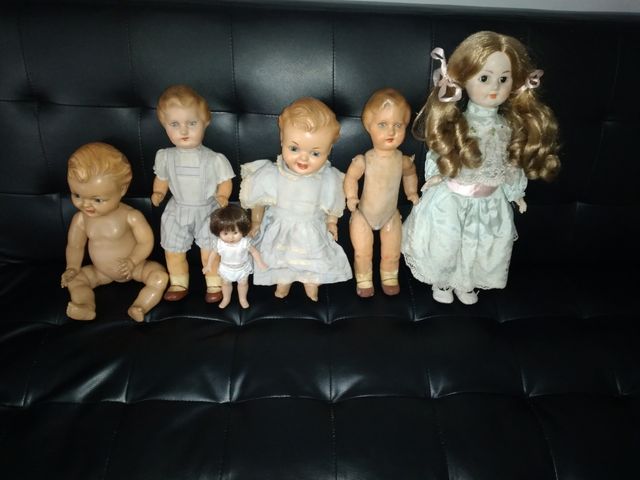 LOTE DE 6 MUÑECOS ANTIGUOS DEL AÑO 1920