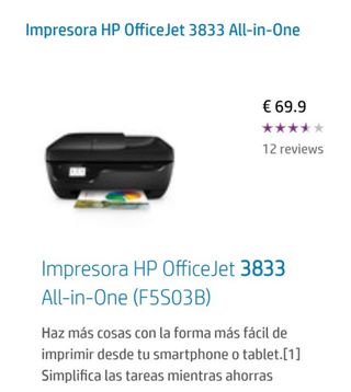Impresora hp officejet 3833 de segunda mano por 25 EUR en Valladolid en  WALLAPOP