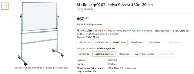 Pizarra magnética (sin soporte de ruedas)