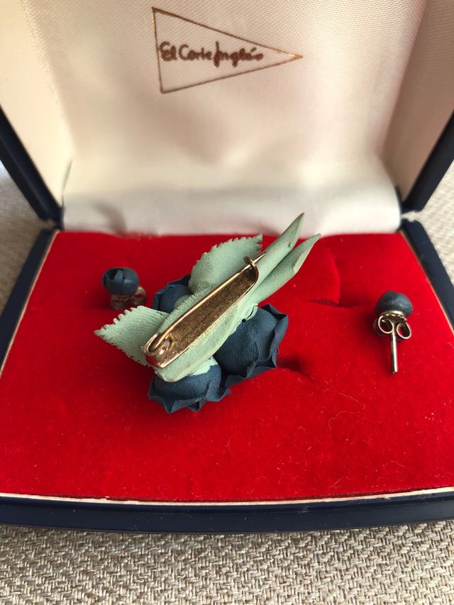 Conjunto pendientes y broche cerámica
