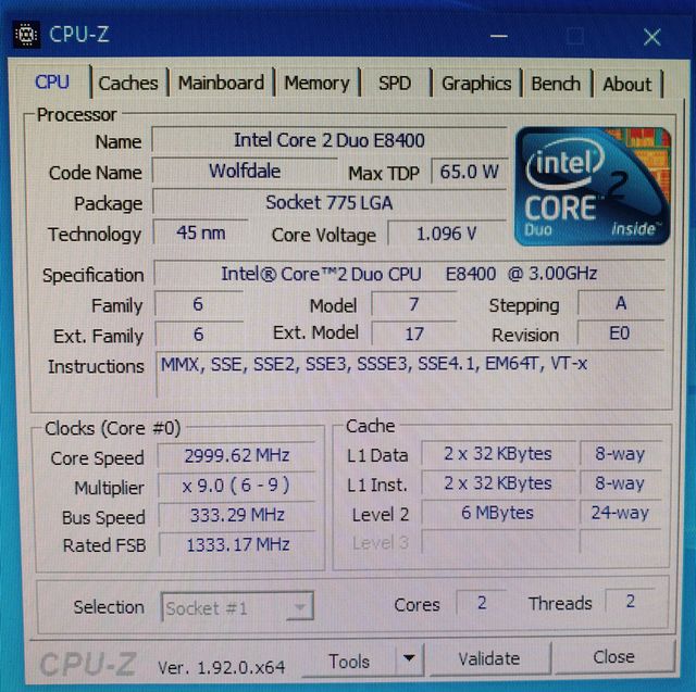 CPU Intel Core 2 Duo E8400 Socket 775 2 x 3 GHz